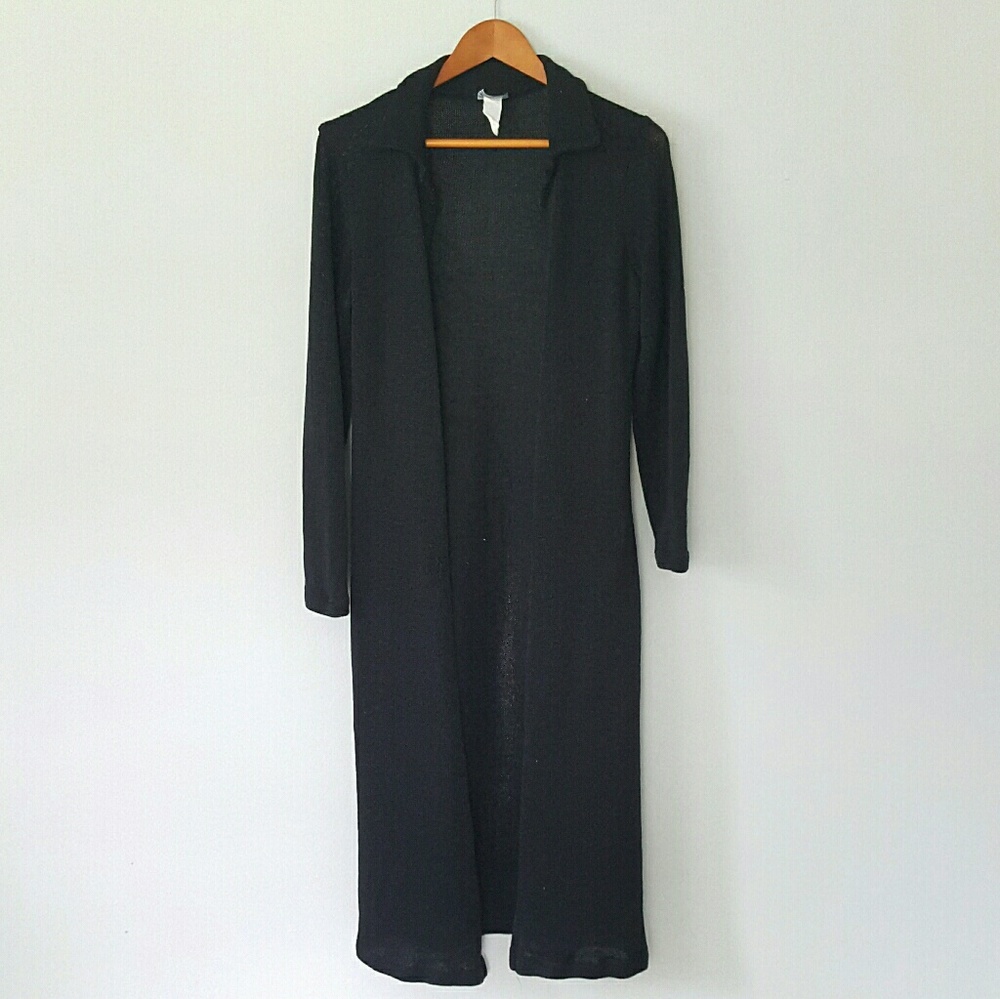 Black Floor Length Knit Duster